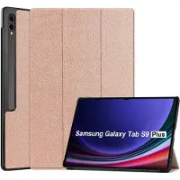 Ntech Hoes Geschikt voor Samsung Galaxy Tab S9 Plus / S9 FE Plus hoes tri-fold bookcase met auto/wake functie Rose Goud - Tab S9 Plus / S9 FE Plus Hoes smart cover