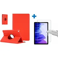 Ntech Screenprotector Geschikt voor Samsung Galaxy Tab A7 Hoes - (2020/2022) - 360 graden draaibaar case Rood + screenprotector gehard glas