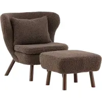 Svea - Teko fauteuil met voetenbank - teddy - bruin