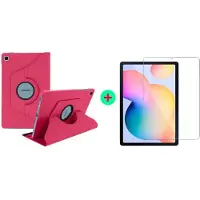Ntech Hoesje Geschikt Voor Samsung Galaxy tab S6 lite 2022 Hoes Pink Draaibare Hoesje Case Cover tablethoes - Hoesje Geschikt Voor Samsung Galaxy Tab s6 lite 2022 Hoes 360 graden draaibaars bookcase