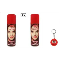Goodmark 2x Haarverf/haarspray rood 125 ml - Smiley - Festival thema feest carnaval haar kleurspray party
