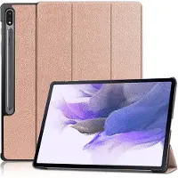 Ntech Samsung Tab S8 Plus hoes Book Case Smart Cover Rose Goud - Samsung Galaxy Tab S8 Plus hoes - Samsung Tab S7 FE hoes bookcase - Tab S7 plus hoes Trifold hoes -Tablet Hoes 12.4 Inch