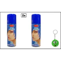 Goodmark 2x Haarverf/haarspray blauw 125 ml - Smiley - Festival thema feest carnaval haar kleurspray party