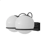 Astep Model 237/2 Model 238/2 Wandlamp 2 Opaline Spheres (20cm Diameter), Black Mount