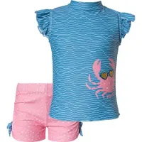 Playshoes Badpak 'Krebs' blauw / lichtroze / wit