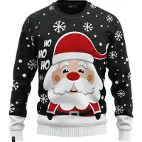 JAP Christmas Kersttrui voor kinderen (maat 98/104) - 100% Gerecycled - Kriebelt niet - Kerstcadeau - Foute Kersttrui jongens en meisjes (3/4 jaar) - Kerstman - Zwart