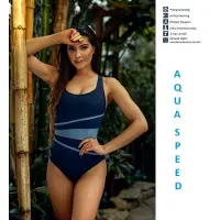 Aqua Speed Stella Lady Badpak met uitneembare Soft Cups - Navy Blauw Metallic 38/40