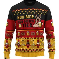 JAP Christmas Around the World Kersttrui (maat 6XL) - 100% Gerecycled - Kriebelt niet - Kerstcadeau volwassenen - Foute Kersttrui dames en heren XXXXXXL - Duitsland - Zwart/Rood/Geel