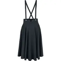 Voodoo Vixen - Rockabilly Midirok - Toyin Black Herringbone Overall Skirt - S tot 4XL - voor Vrouwen - zwart | Maat 3XL