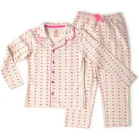 Little label pyjama met all over print roze/beige Meisjes Stretchkatoen Reverskraag - maat 110