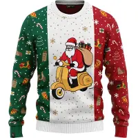 JAP Christmas Around the World Kersttrui (maat S) - 100% Gerecycled - Kriebelt niet - Kerstcadeau volwassenen - Foute Kersttrui dames en heren - Italië - Groen/Wit/Rood