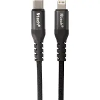 Ntech USB C kabel 30w 1m Nylon Oplaadkabel Zwart Geschikt voor iPhone 12, 13, 14 , 14 Pro / 14 Pro Max & iPad