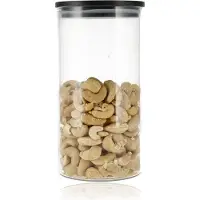 Discountershop Voorraadpotten met Bamboe deksel 800 ML - Glazen Potten - BPA Vrij en Luchtdicht