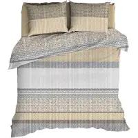 Romanette Dekbedovertrek Cortina Beige / Grijs Flanel-200 x 200 / 220 cm | 2-Persoons