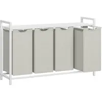 Acaza Wasmand - Wassorteerder - 4 Vakken - 160 L - 116 x 72 x 33 cm - Wit