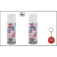 Goodmark 2x Haarverf/haarspray wit 125 ml - Smiley - Festival thema feest carnaval haar kleurspray party