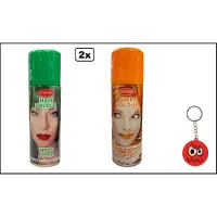 Goodmark 2x Haarverf/haarspray groen en oranje 125 ml - Smiley - Festival thema feest carnaval haar kleurspray party