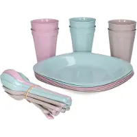 PlasticForte Servies set - 31-delig - pastel - kunststof - herbruikbaar - BPA-vrij - picknick servies - camping
