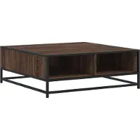 vidaXL Salontafel 80x80x30 cm bewerkt hout en metaal bruin eikenkleur