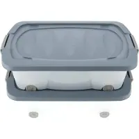 Discountershop Opbergbox 24liter Set van 2 - Blauw/Transparant Opberger (60x38.5x18 cm -Druksluiting -Box op Wielen
