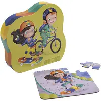 Eurekakids Puzzel 4 in 1 Stunt Kids - Skate en Fietsen - Vier Kinderpuzzels in Stijlvolle Verpakking - 6, 9, 12 en 16 Stukjes