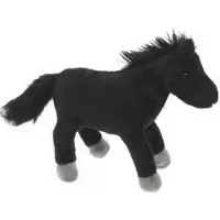 Merkloos Pluche zwarte paarden knuffel 25 cm speelgoed - Knuffel boederijdieren