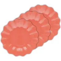 Givi Italia Feestbordjes/gebaksbordjes - schulprand - 24x - koraal roze - rond - papier/karton - 21 cm - kinderfeestje