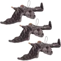 Cornelissen Set van 3x stuks pluche vliegende vleermuis knuffeldier grijs 36 cm - Halloween decoraties