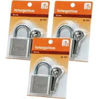 Humbert Hangslot met 3 sleutels - 3x - 50 mm - messing - kofferslot