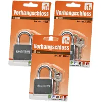 Humbert Hangslot met 3 sleutels - 3x - 40 mm - messing - kofferslot