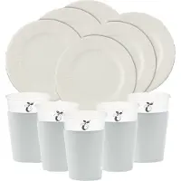 Givi Italia Feest/verjaardag gebaksbordjes/bekertjes set - 32-delig - zilver grijs - papier/karton