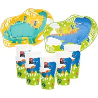 Givi Italia Kinderfeest bordjes/servies set - 16-personen - Dinosaurus thema - Dino - papier