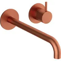 Hotbath Inbouw Wastafelkraan Cobber 25 cm Gebogen Uitloop 1-Hendel Geborsteld Koper