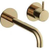 Hotbath Inbouw wastafelkraan cobber 18 cm gebogen uitloop 1-hendel gepolijst messing
