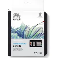 Winsor & Newton 2090005 Studio Collection Aquarelpotloden Set 26 stuks in Etui – Waterverfpotloden met HB-potlood en Penseel in Etui