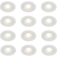QAZQA Set van 12 inbouwspots wit rond GU10 50mm IP44 - Xena