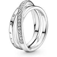 Pandora Signature 925 Sterling Zilveren Crossover Pavé Triple Band Ring 199057C01-58