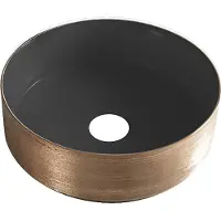 Wiesbaden Mondri waskom rond 36 x 36 x 12 cm mat zwart/geborsteld brons koper