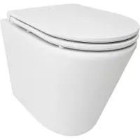 Wiesbaden Vesta Tornado flush wandcloset rimless met Flatline toiletzitting softclose en quick release mat wit