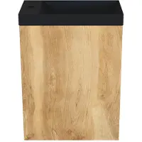 Arcqua Fonteinkast natural oak luna 40x55x28 cm incl. Fontein mat zwart zonder overloop