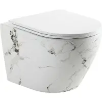 Best design Wandcloset zeus zonder spoelrand incl. Zitting glans wit marmerlook