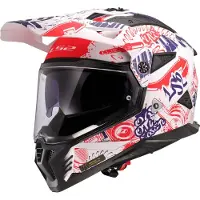 LS2 LS2MX702PioneerIIFantasyWitRoodBlauw06AdventureMotorhelm Maat 2XL