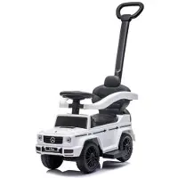 Sun baby Duwauto voor kinderen, loopauto Mercedes Benz G met vergunning vanaf 12 maanden met stuur met geluid, kunststof stoel en wielen, duwstang, opbergvak onder stoel, nepreservewiel (Wit)