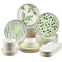 Hermia 22-delige ontbijtset Dyvano keramiek | keramiek groen 6.5x6x6 cm serviessets | NADUVI