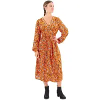Superdry Printed V Tea Midi-jurk Met Lange Mouwen