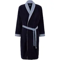 BOSS Ochtendjas van marineblauw katoenen fluweel met gestructureerde details