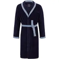 BOSS Ochtendjas van marineblauw katoenen fluweel met logostiksel