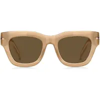 BOSS Zonnebril van beige acetaat met kenmerkend goudkleurig detail