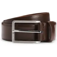 BOSS Riem van Italiaans leer met geborstelde zilverkleurige hardware