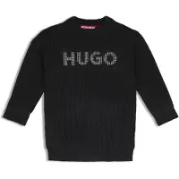 HUGO Gebreide sweaterjurk voor kinderen met logo met studs Maat 138